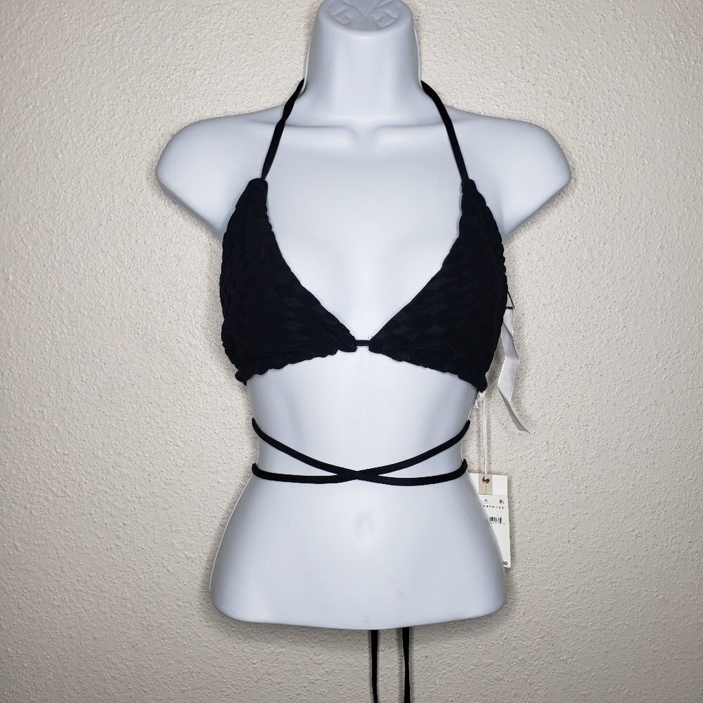 NWT Good American Sz XL(4) Checkered Texture Wrap Around Bikini Top(784)